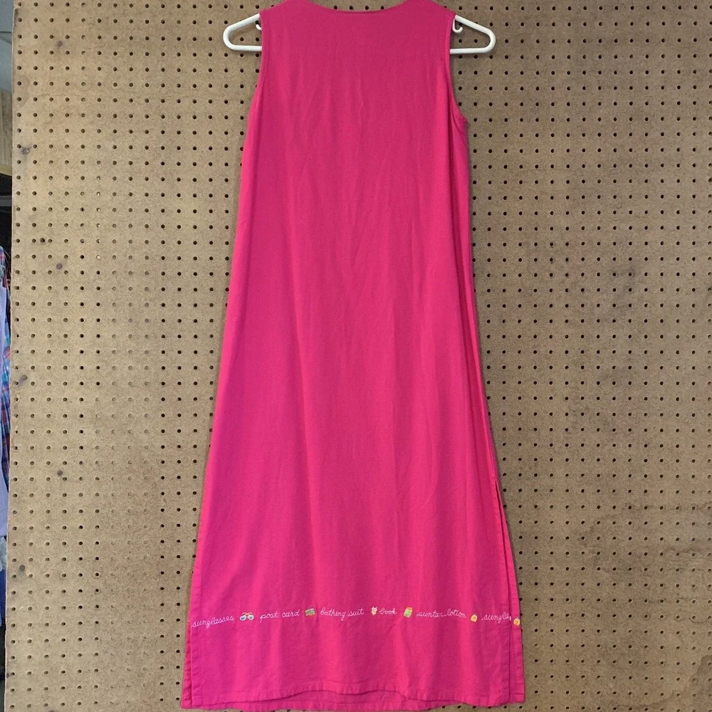 Vintage Dress‎ 90s Y2k Marisa Christina Linen Cover Up maxi Summer Pool Pink 4